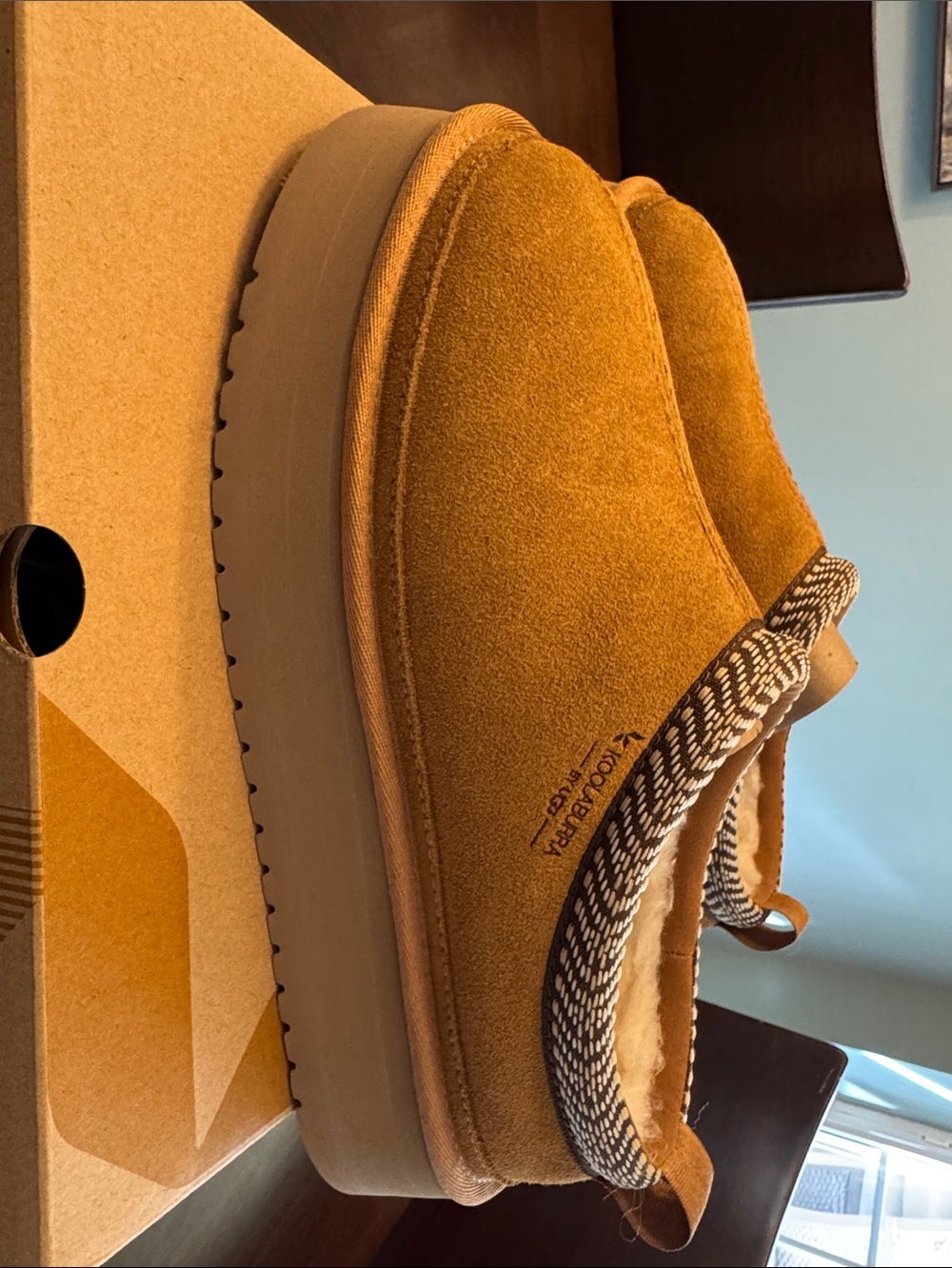 Koolaburra Women's Suede Slippers in Mustard Brown